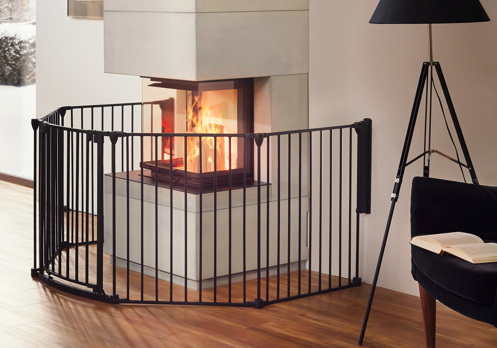 IMPAG® Ofenschutzgitter Rondo 310 cm | 5 tlg. [Brilliant-Schwarz]