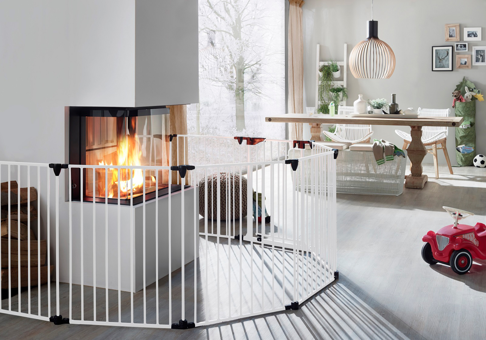 IMPAG® Kaminschutzgitter XXL 370 cm | 6 tlg. [Polar-Weiß]