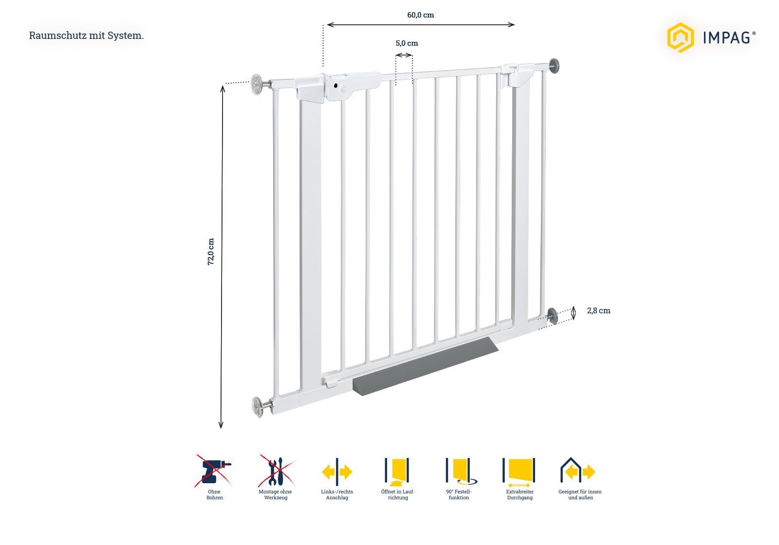 IMPAG® Absperrgitter Prima XXL mit Safe Step 75 - 183 cm
