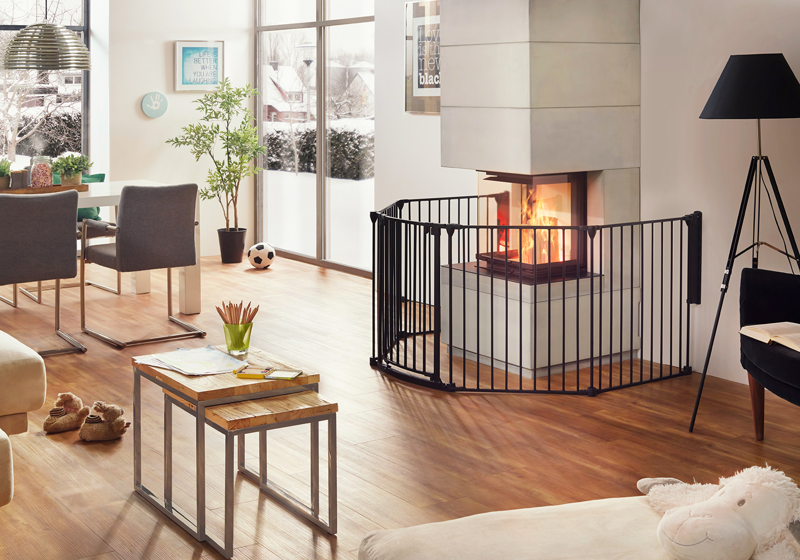 IMPAG® Ofenschutzgitter Rondo 310 cm | 5 tlg. [Brilliant-Schwarz]