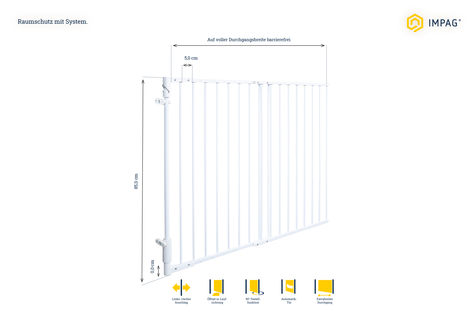 IMPAG® Treppenschutzgitter Easy Lock 70 - 110 cm, einseitige Befestigung
