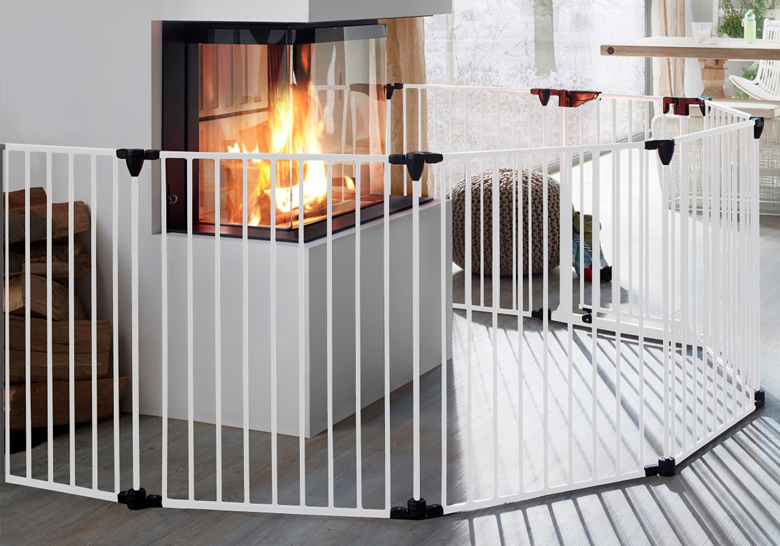 IMPAG® Kaminschutzgitter XXL 430 cm | 7 tlg. [Polar-Weiß]