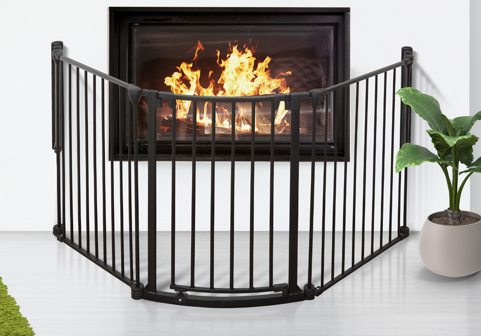 IMPAG® Ofenschutzgitter Rondo 190 cm | 3 tlg. [Brilliant-Schwarz]