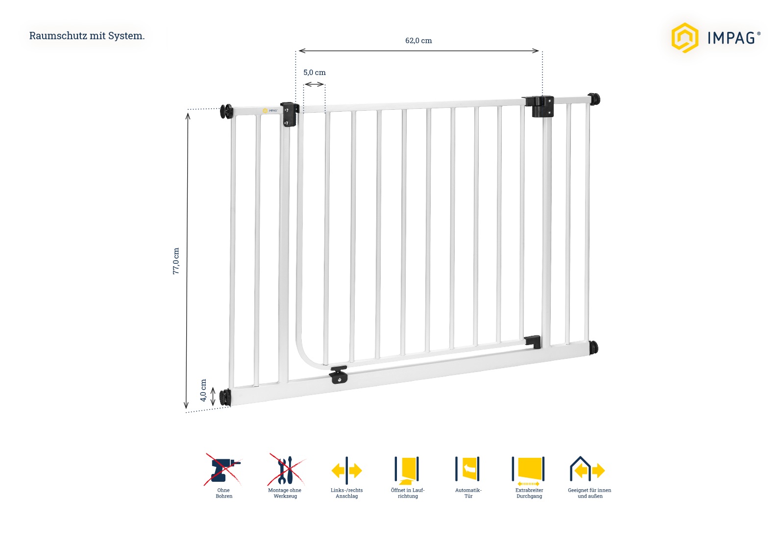 IMPAG® Treppenschutzgitter XXL mit breiter Tür 93 - 101 cm (2023)