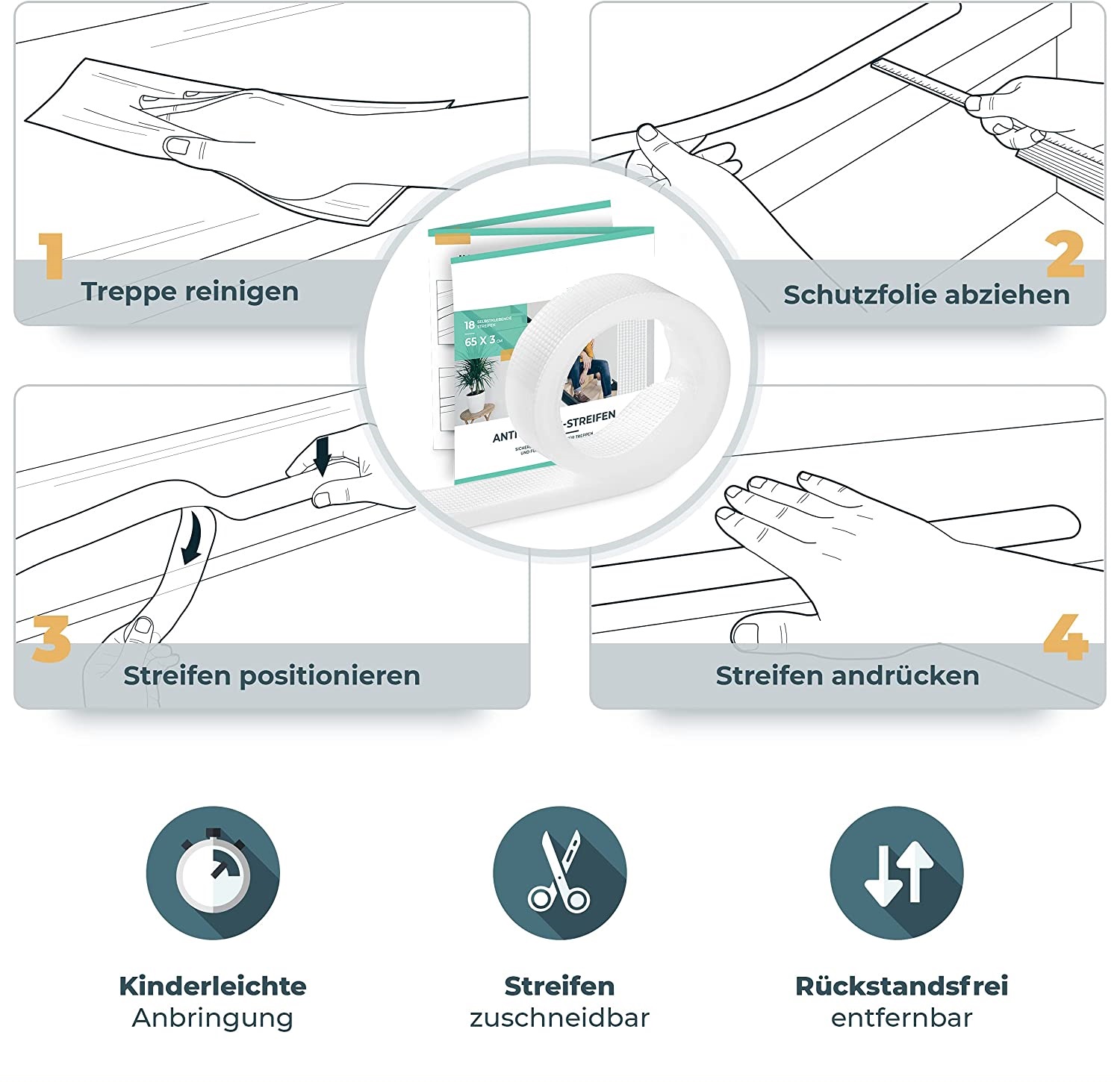 IMPAG® Anti Rutsch Streifen für Treppenstufen aller Art