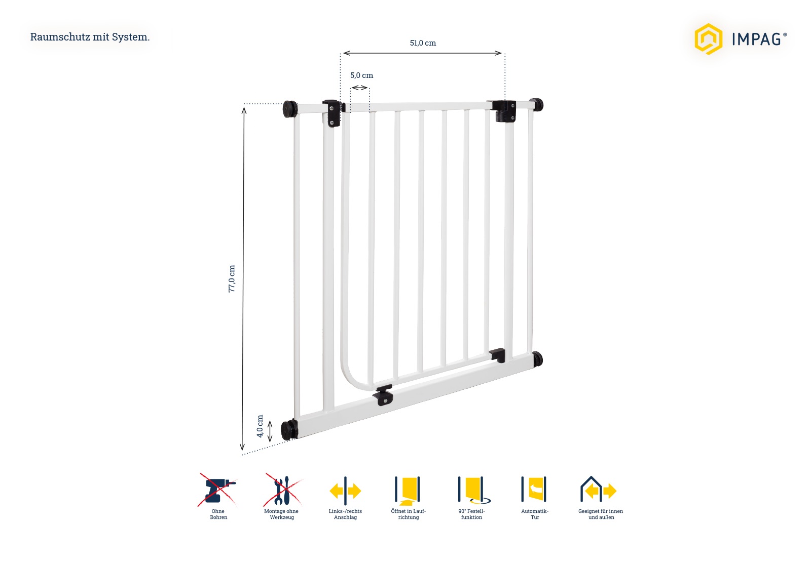 IMPAG® Türschutzgitter Easy Step italo silber 153 - 162 cm