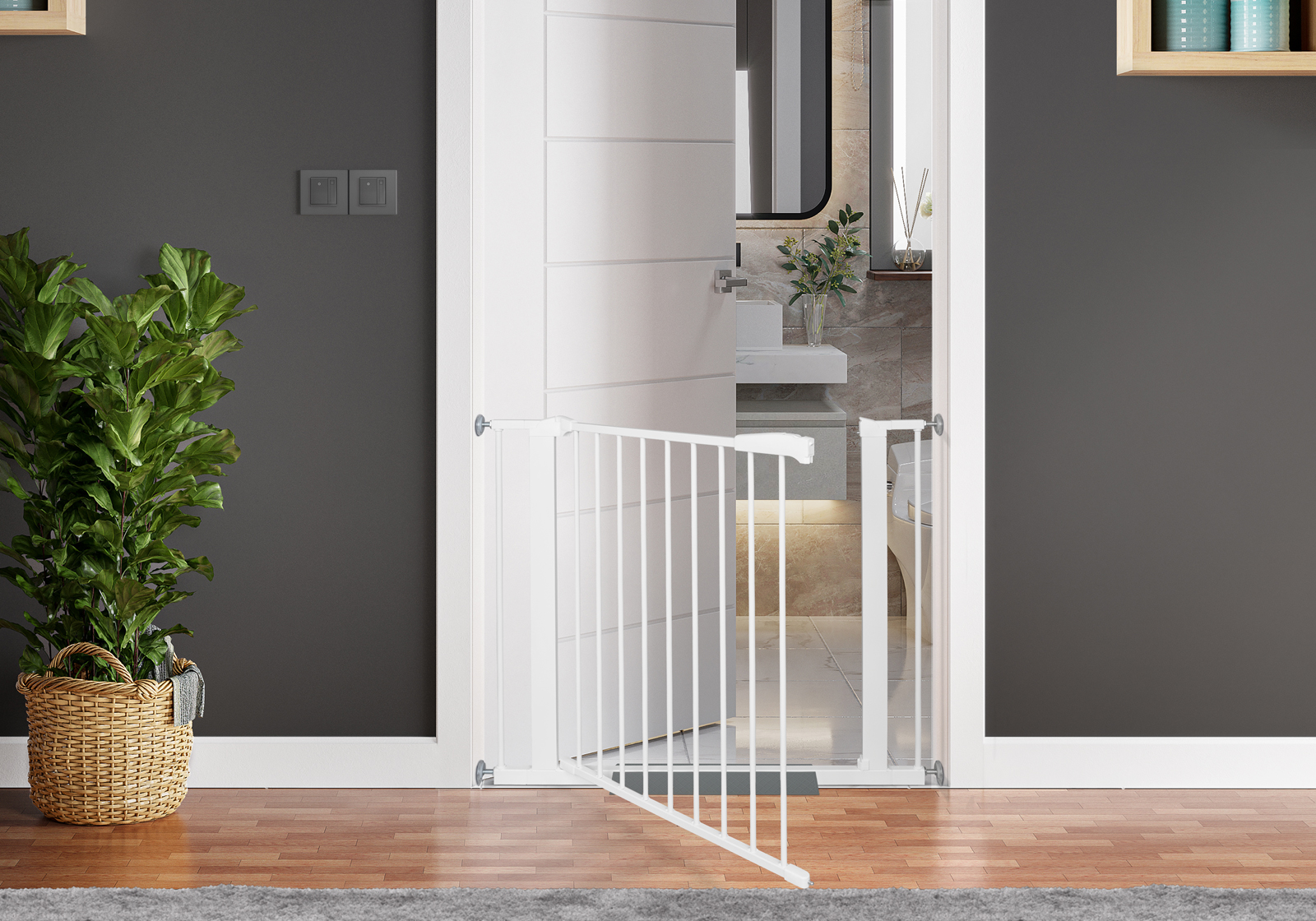 IMPAG® Türschutzgitter Swing Shut mit Safe Step 78 - 110 cm