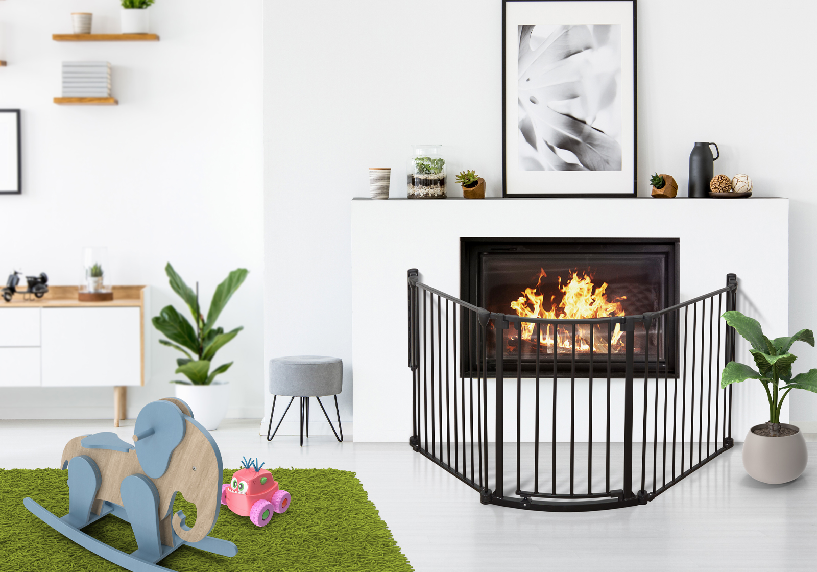 IMPAG® Ofenschutzgitter Rondo 190 cm | 3 tlg. [Brilliant-Schwarz]