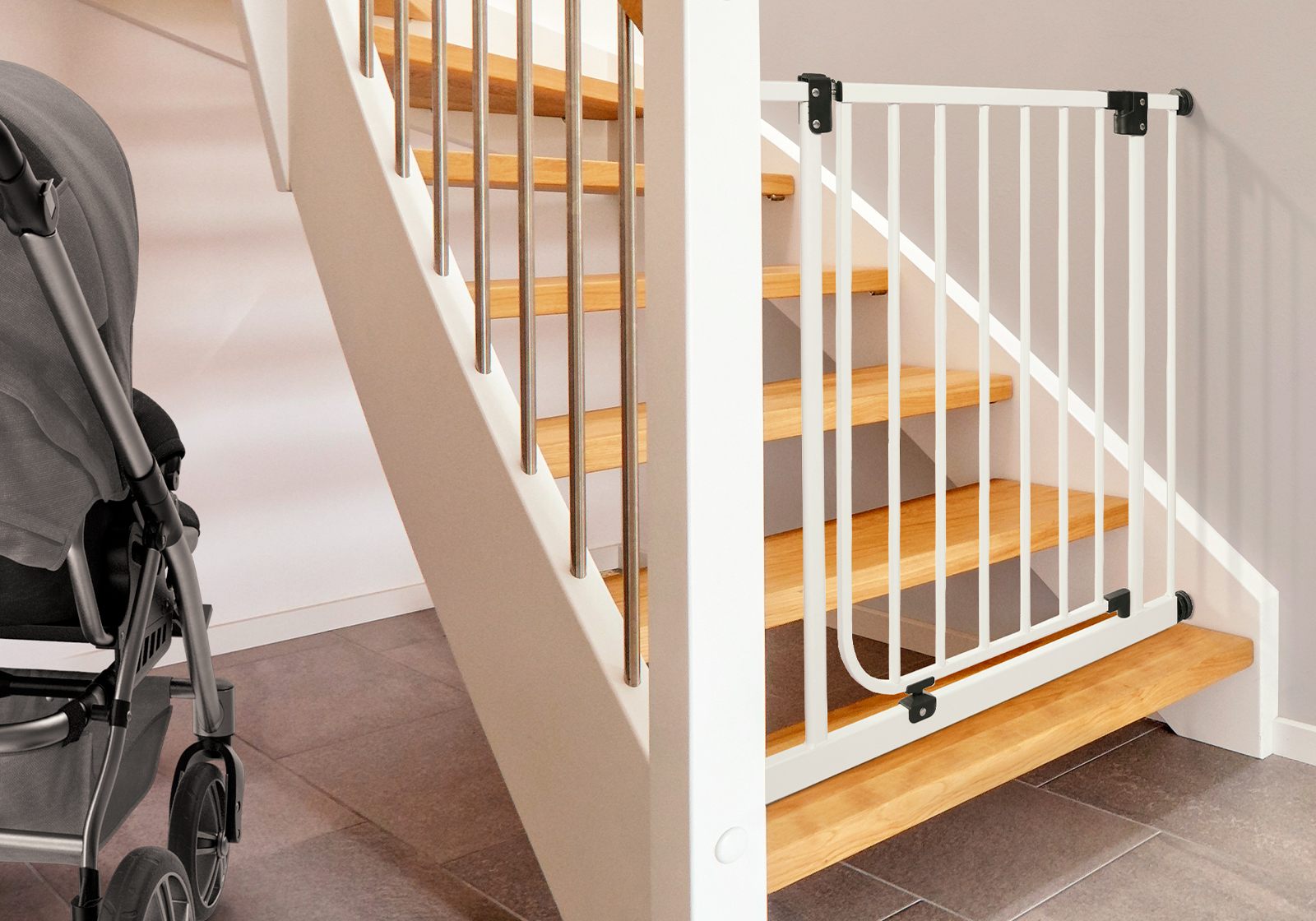 IMPAG®  Treppenschutzgitter Easy Step 62 - 182 cm [Silber]