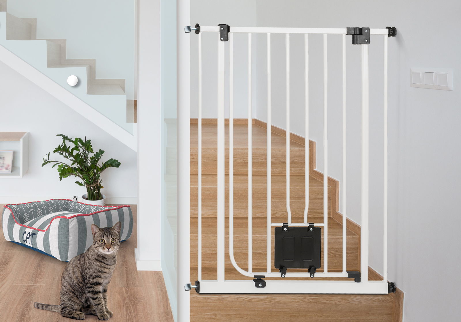 IMPAG® Treppen Katzenschutzgitter Mio 107 cm hoch 73 - 142 cm