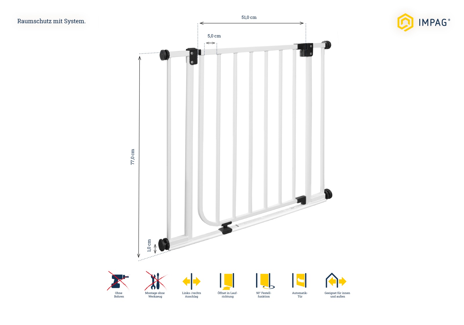 IMPAG® Tür- und Treppenschutzgitter Safe Step Lava-Anthrazit  73 - 82 cm
