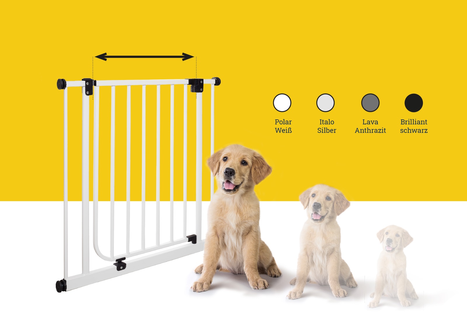 IMPAG® Treppen Hundeschutzgitter Dino 107 cm hoch 75 - 149 cm