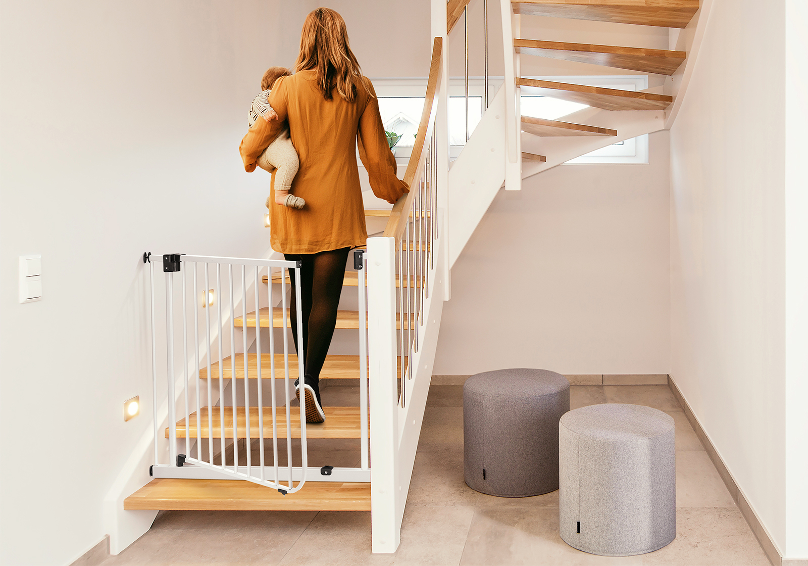 IMPAG® Treppenschutzgitter One Gate 105 - 113 cm Polar-Weiß ohne Verbreiterungen