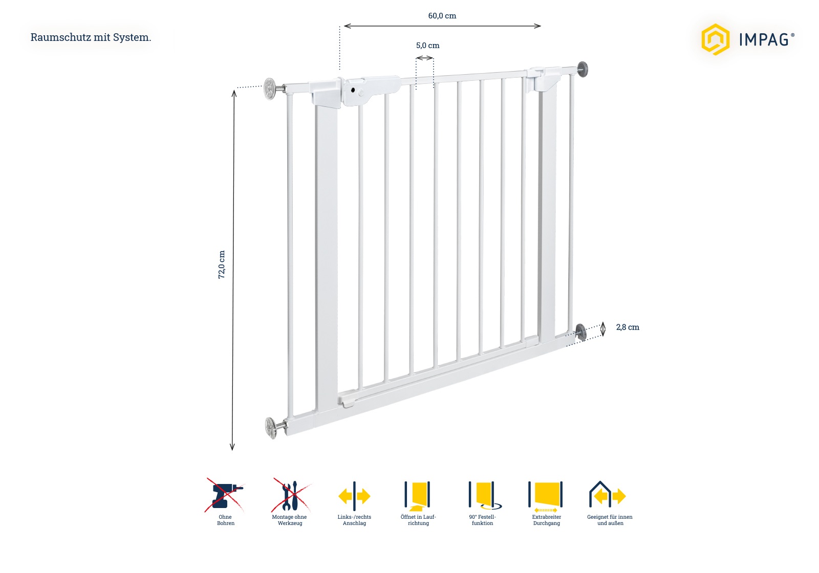 IMPAG® Absperrgitter Prima XXL mit breiter Tür 75 - 183 cm