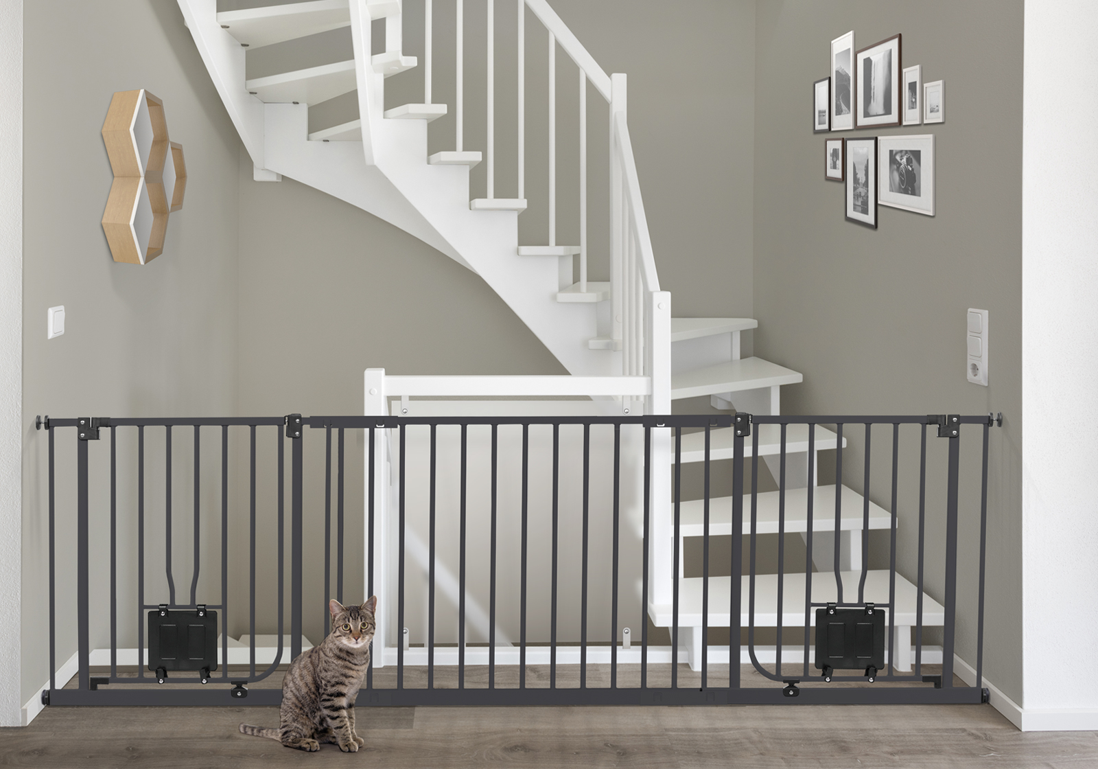 IMPAG® Treppen Katzenschutzgitter Mio 77 cm hoch mit 2 Türen