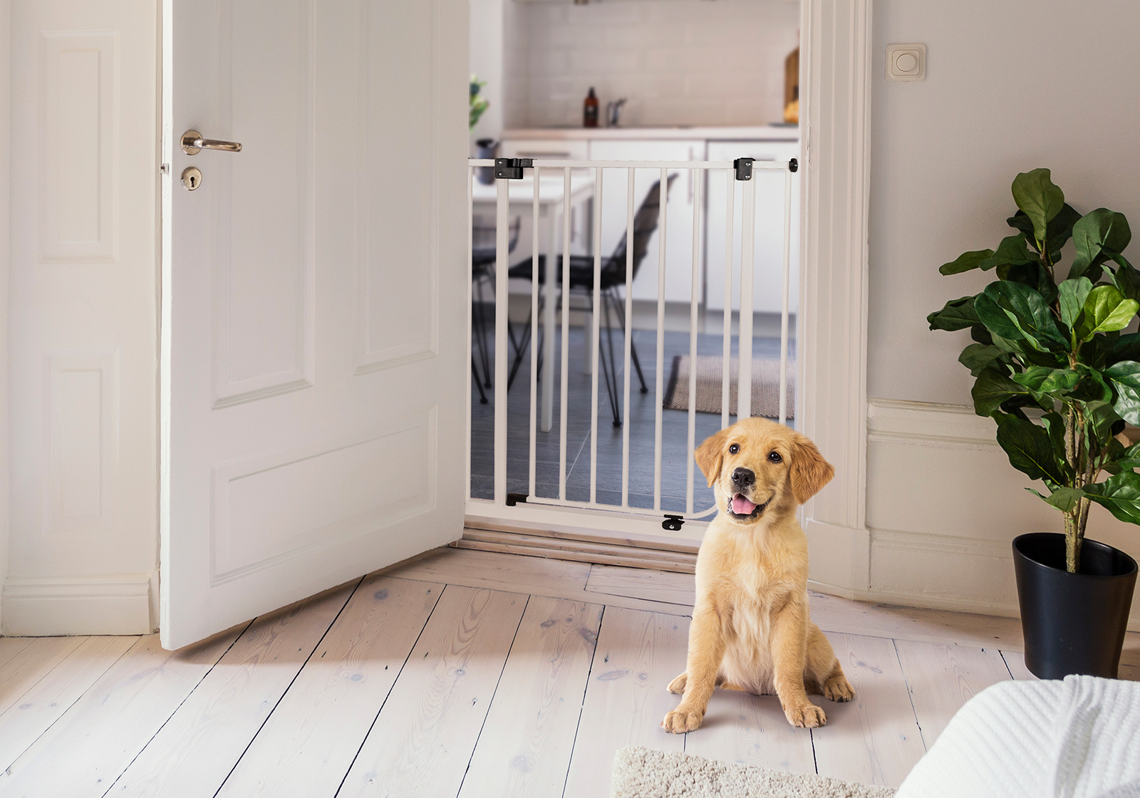 IMPAG® Hundeschutzgitter Dino 107 cm hoch 75 - 149 cm