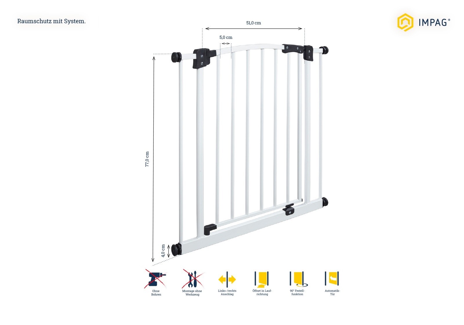 IMPAG®  Treppenschutzgitter Swing 103 - 182 cm [Creme]