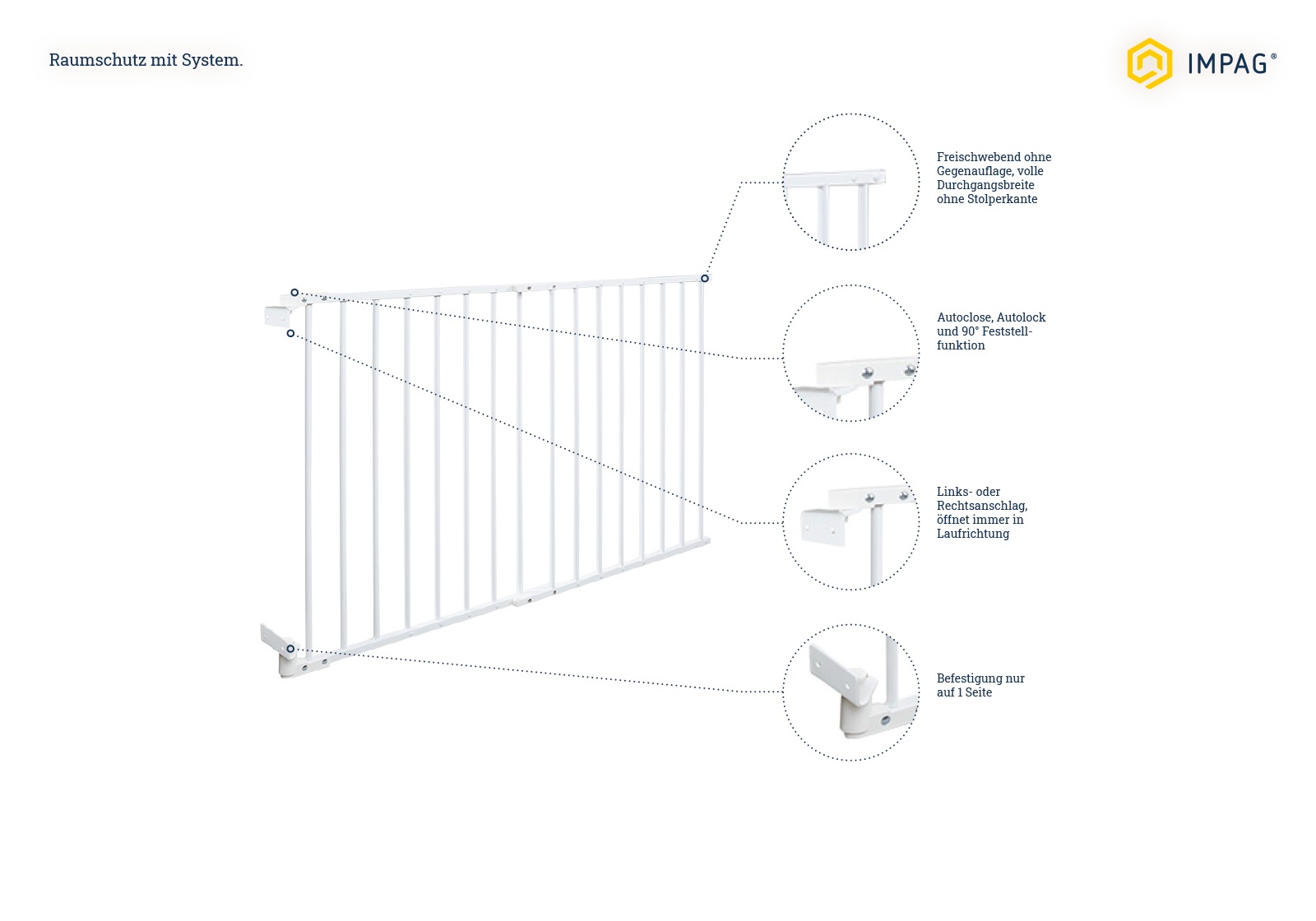 IMPAG® Treppenschutzgitter Safe´n Go aus Holz 70 - 105 cm, einseitige Befestigung