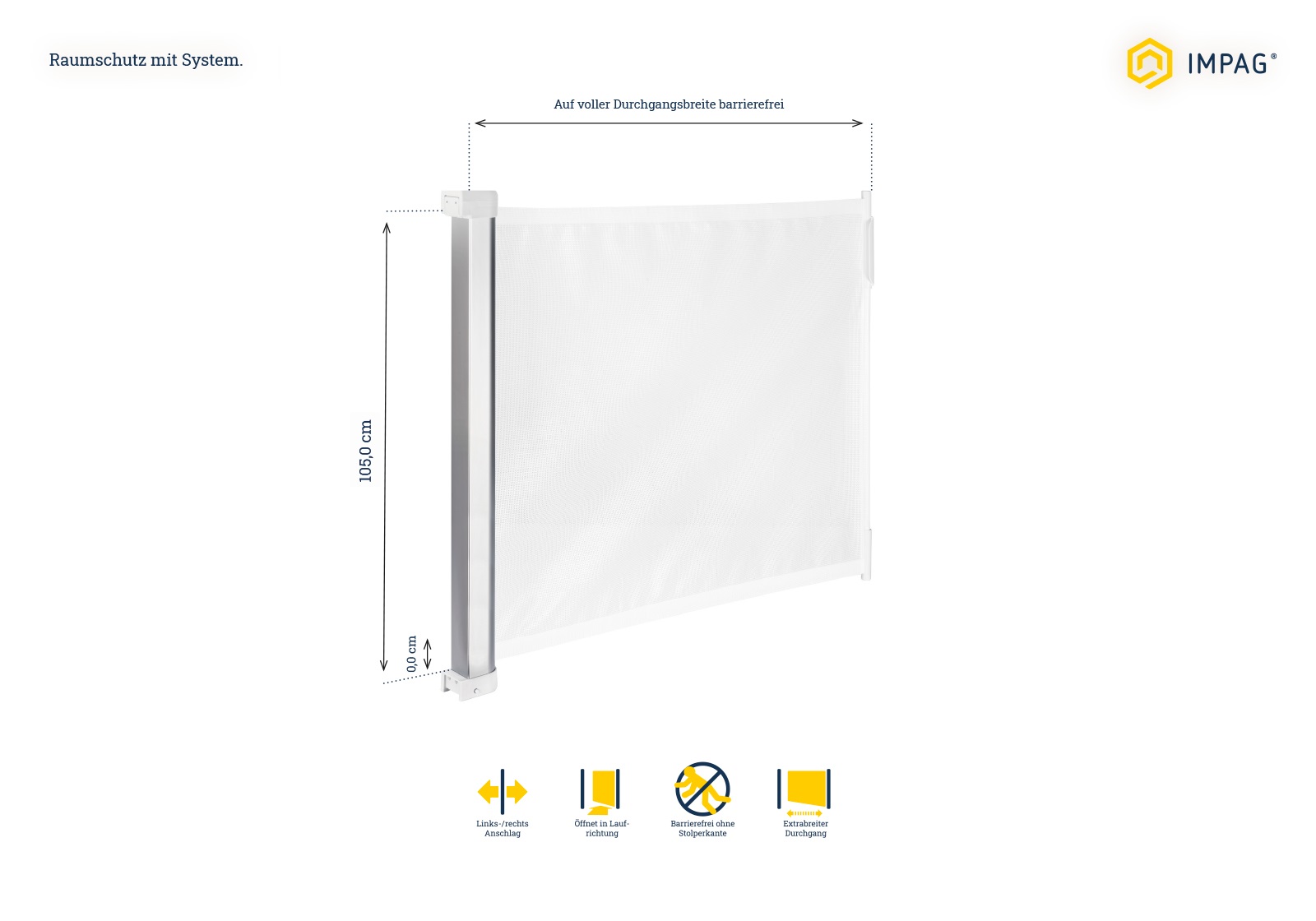 IMPAG® Türschutzrollo Retra Alu HIGH 50 - 130 cm, 105 cm hoch