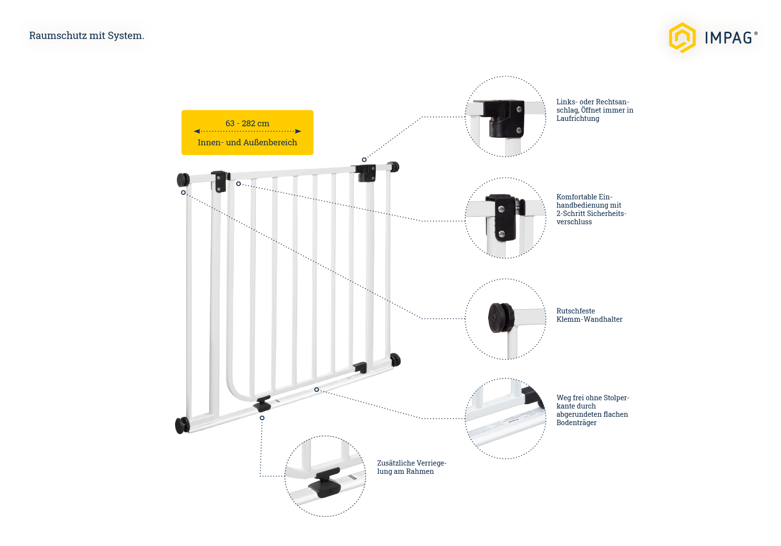 IMPAG® Tür- und Treppenschutzgitter Safe Step Lava-Anthrazit  73 - 82 cm