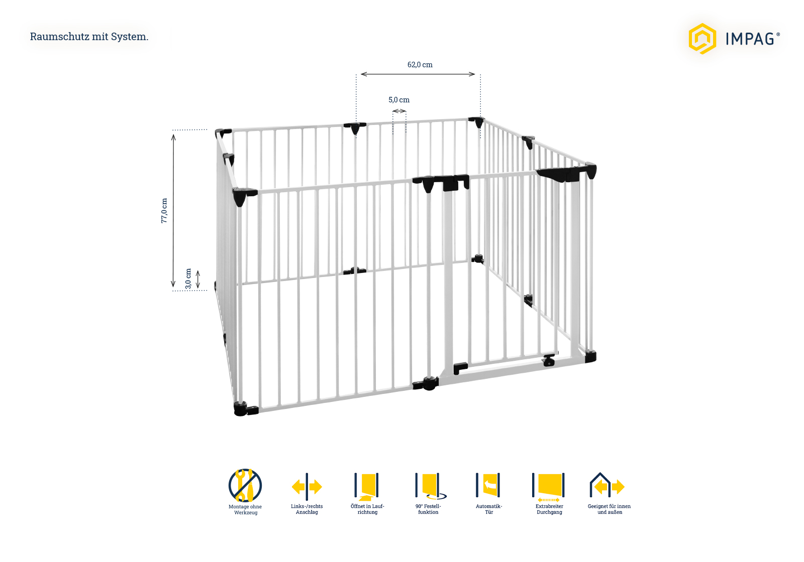 IMPAG® Laufstall Karree 370 cm - 490 cm [6-tlg. bis 8 tlg.]