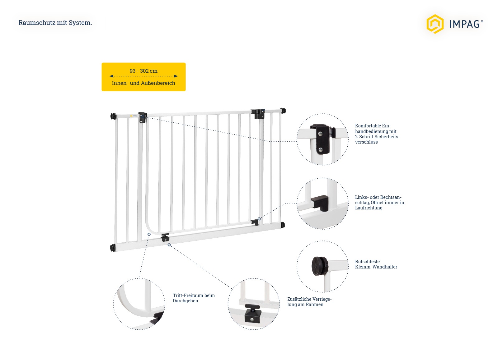 IMPAG® Treppenschutzgitter XXL mit breiter Tür 93 - 101 cm (2023)