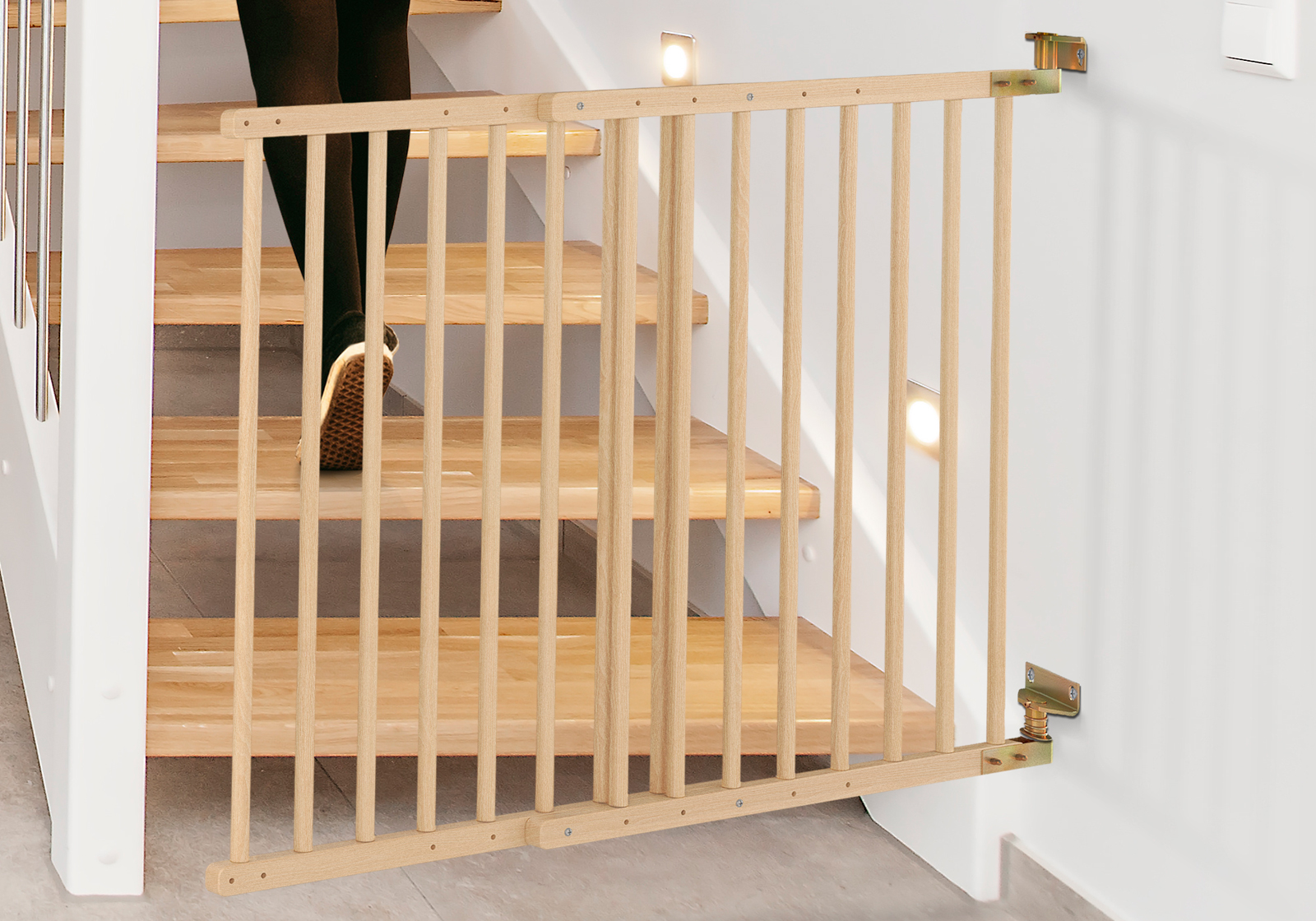 IMPAG® Treppenschutzgitter Safe´n Go aus Holz 70 - 105 cm, einseitige Befestigung